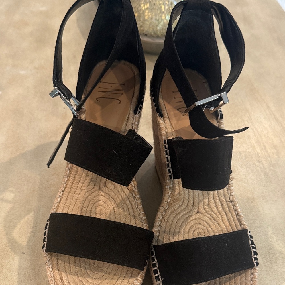 INC International Concepts Black Espadrille Wedges - Picture 2 of 4